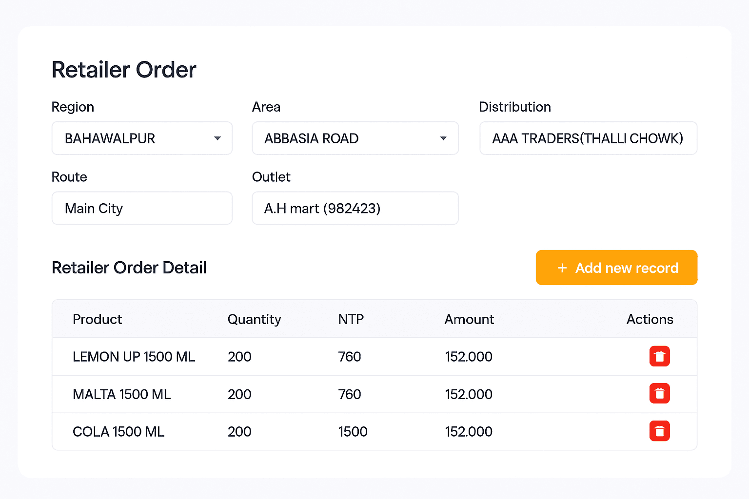 Retailer Order Overview